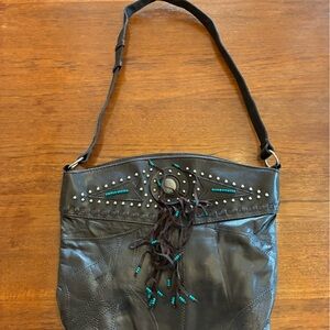 Black and Teal Studded Women's Bag